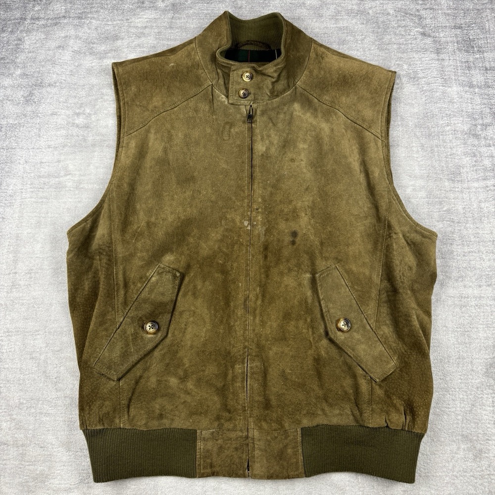 Orvis Vest Mens Large‎ Brown Sued Leather Flannel Lined Outdoor Hunting Work